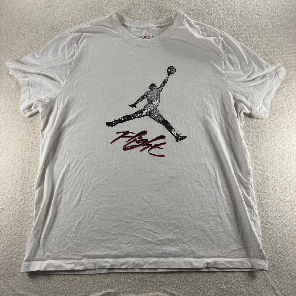 Jordan Flight T-Shirt Mens XXL White Good Jumpman Graphic Cotton Tee